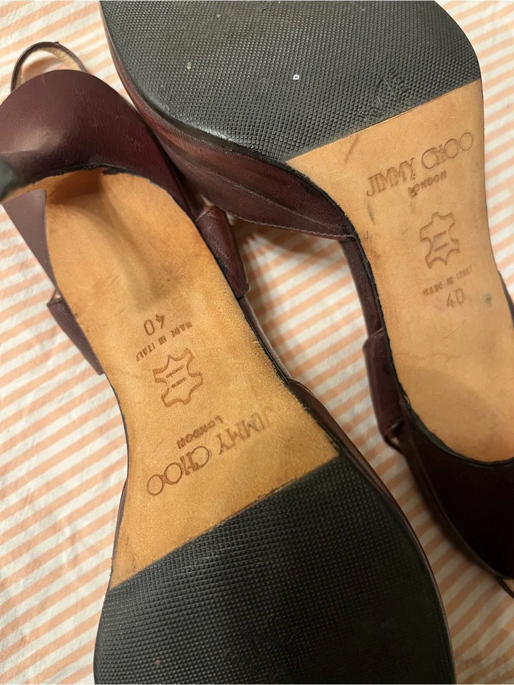 Jimmy Choo Dark Burgundy Leather Pointed Slingback Heels
